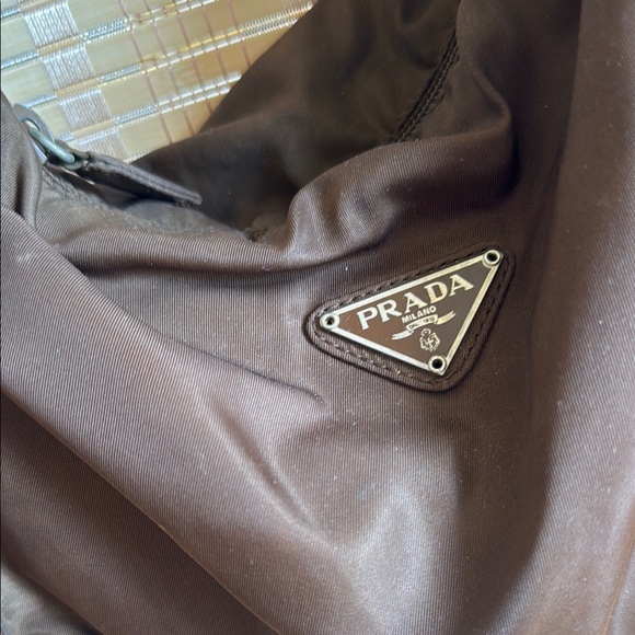 Prada Brown Crescent Shoulder Bag with Textured Fabric - Picture 3 of 6